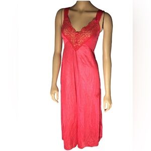 Quiet Moments Vintage Midi Length Slip Dress Gown Hott Pink Glamorous Barbie XS